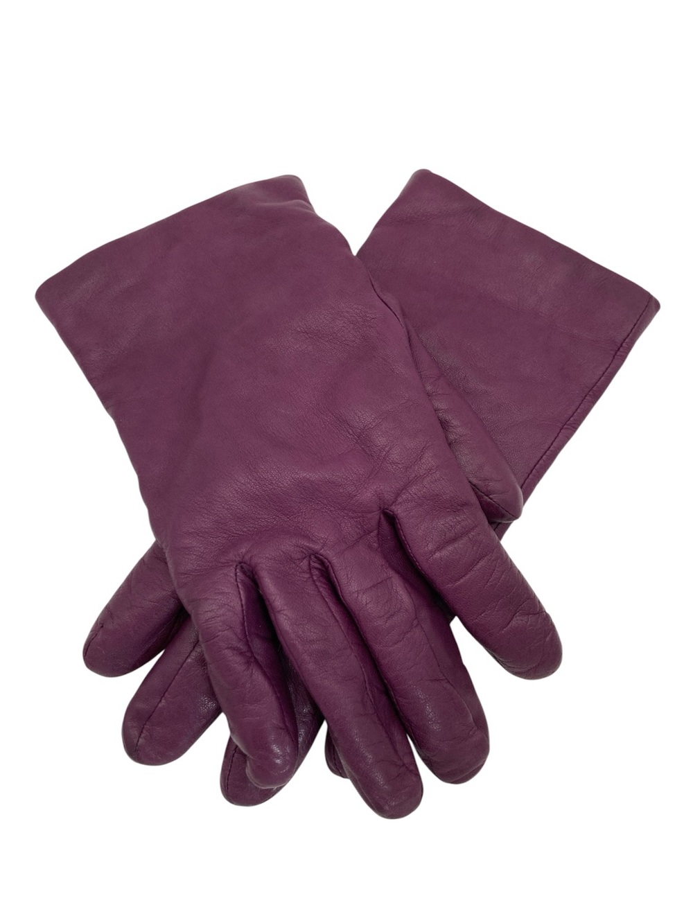 Lands' End Lambskin and Cashmere Royal Purple Leather Gloves